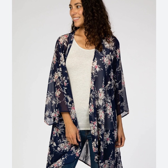 Robin Barr Navy Floral Kimono New medium - Picture 1 of 8